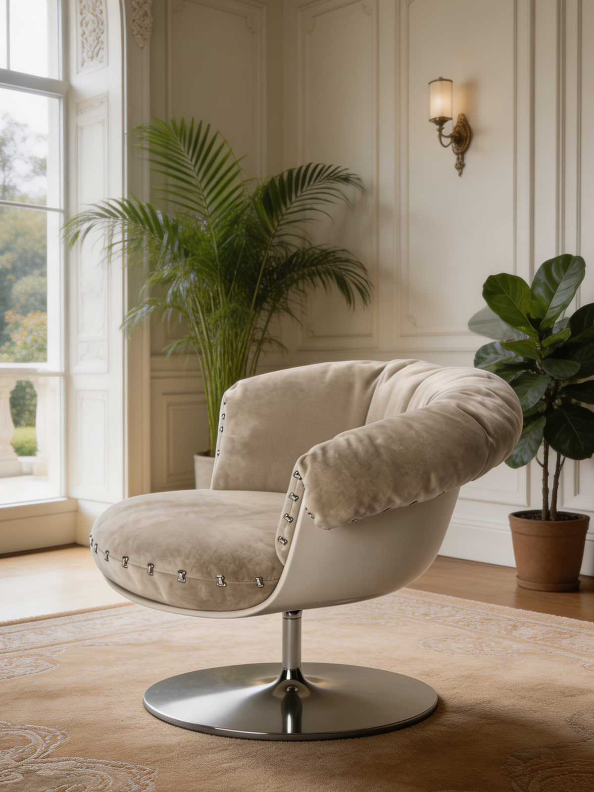 LUNE Upholstered Swivel Accent Chair