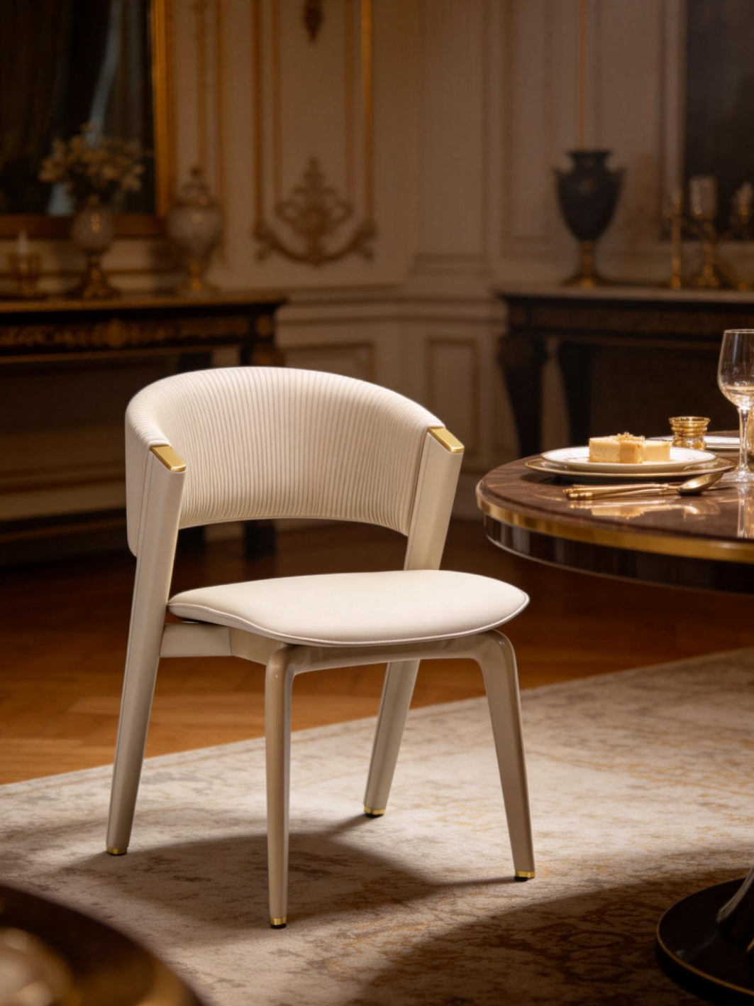 AURELIA Ribbed Saddle Leather Dining Chair