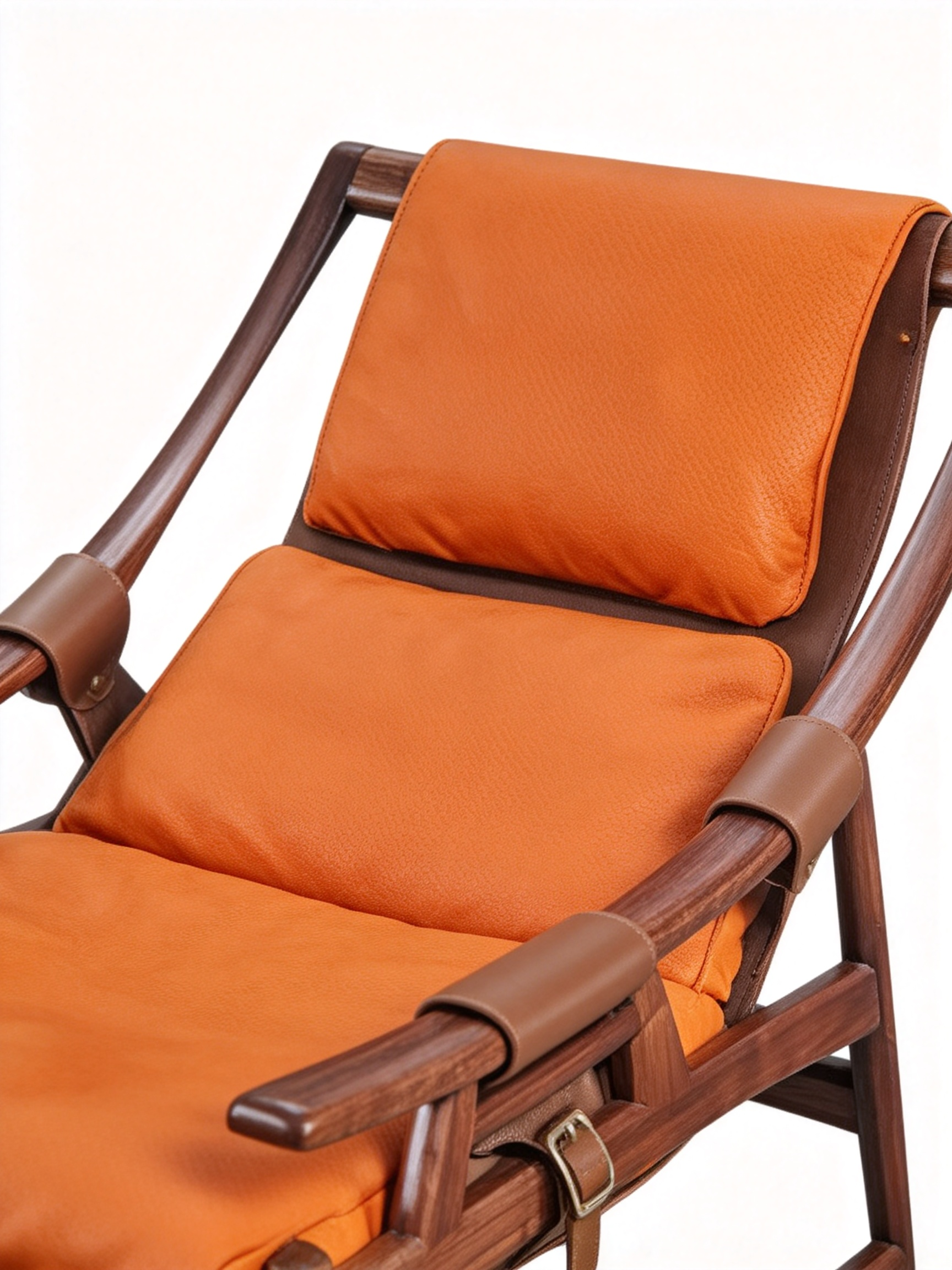 KING Solid Black Walnut & Leather Lounge Chair with Ottoman