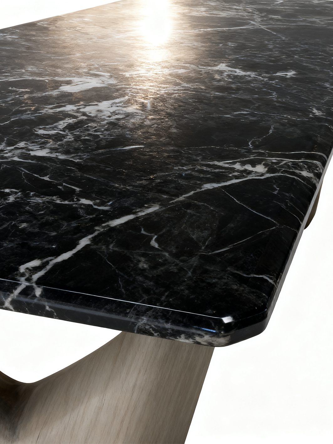 NERO Marble Dining Table with Sculptural Peanut-Shaped Legs