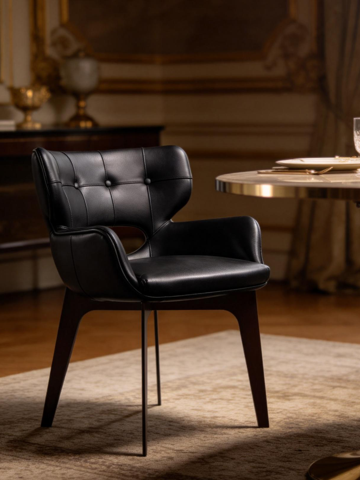 VIREN Cut-Out Leather Dining Chair
