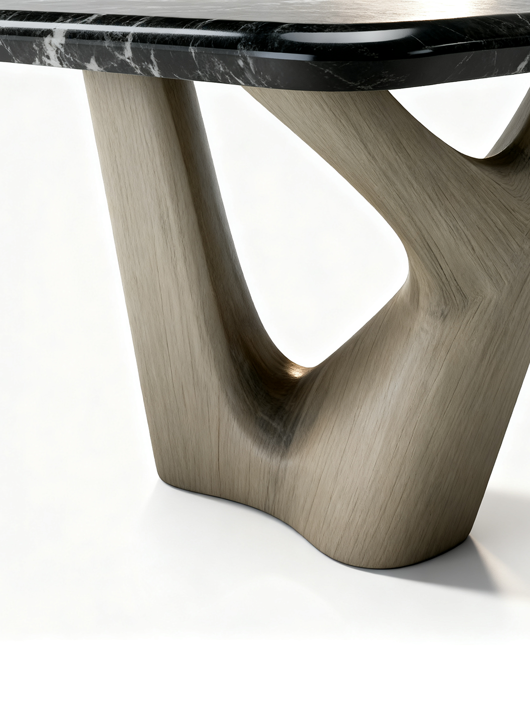 NERO Marble Dining Table with Sculptural Peanut-Shaped Legs
