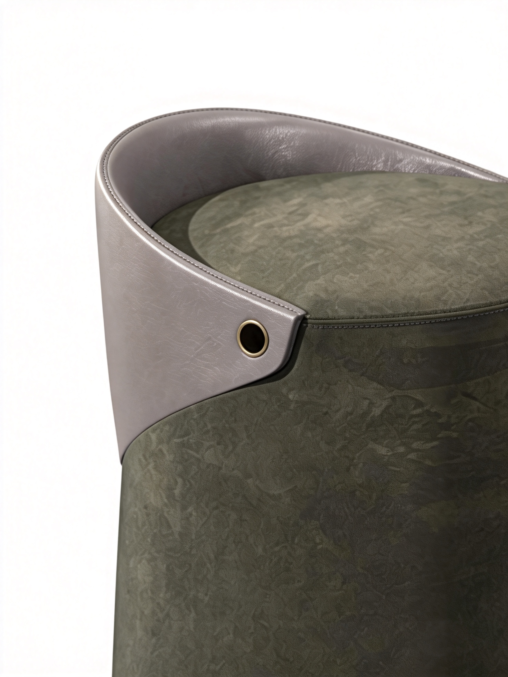 CIRCA Saddle Leather & Suede Fabric Dressing Stool