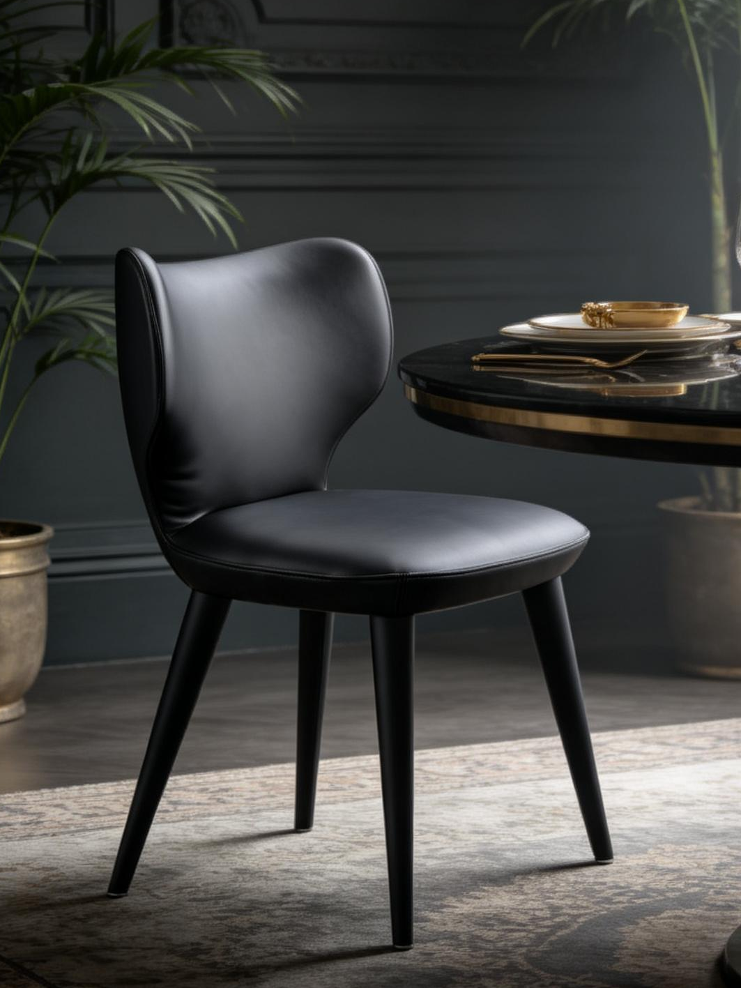 AERIAL Bouclé & Faux Leather Dining Chair