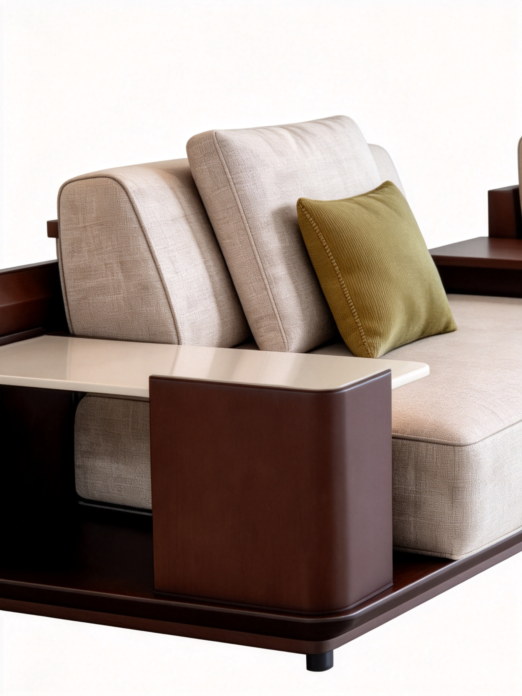 AVERA Chaise Sectional Sofa with Marble Armrest Table