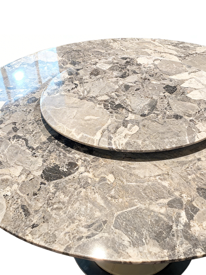 VALEN Marble Dining Table with Lazy Susan