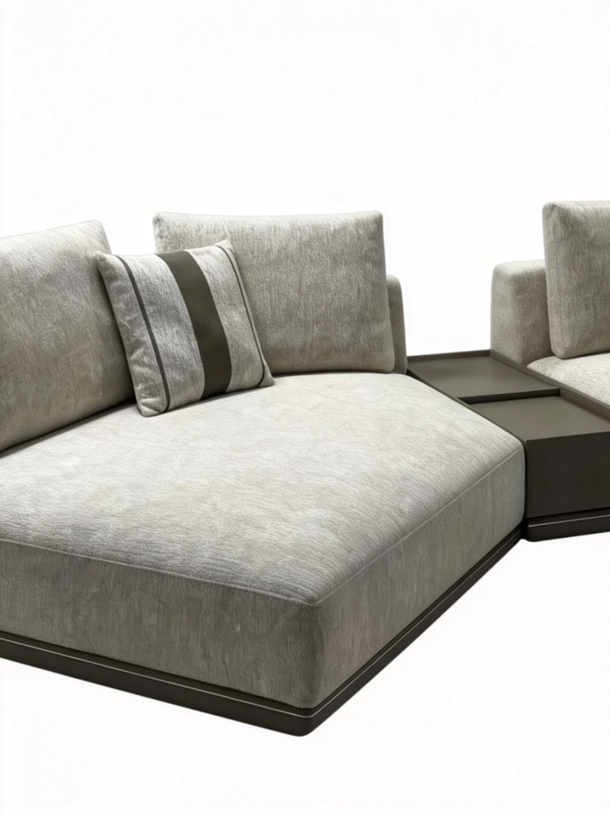 EVELLE Chenille Modular Sofa with Saddle Leather Side Table