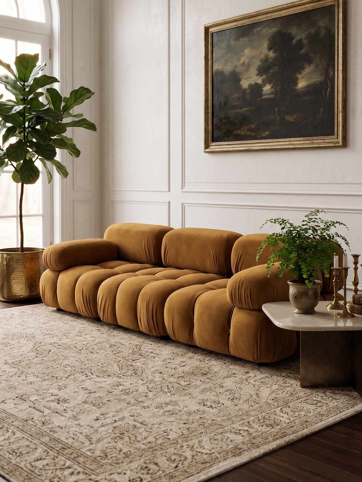 BISCUIT 4-Seater Self-Expanding Velvet Sofa