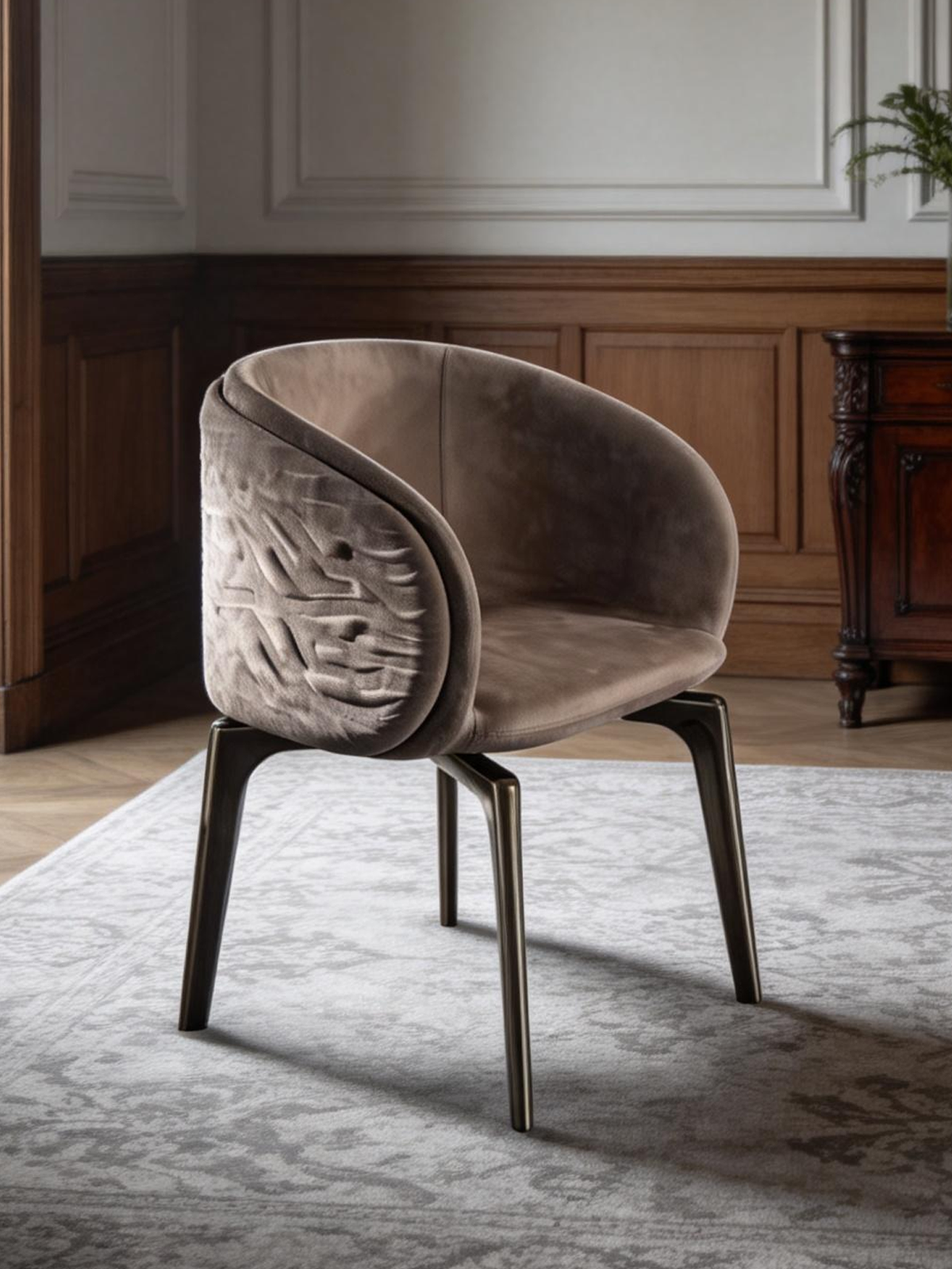 ORVIA Pleated Leather Dining Chair
