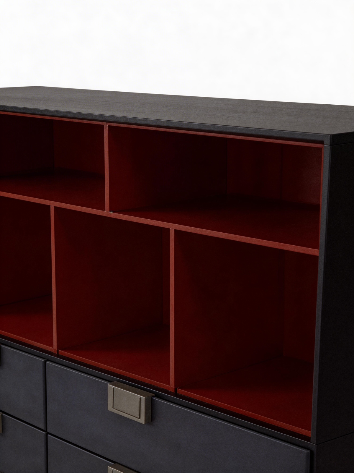 NOCTIS Dark Blue Lacquered Wine Cabinet with Stainless Steel Base