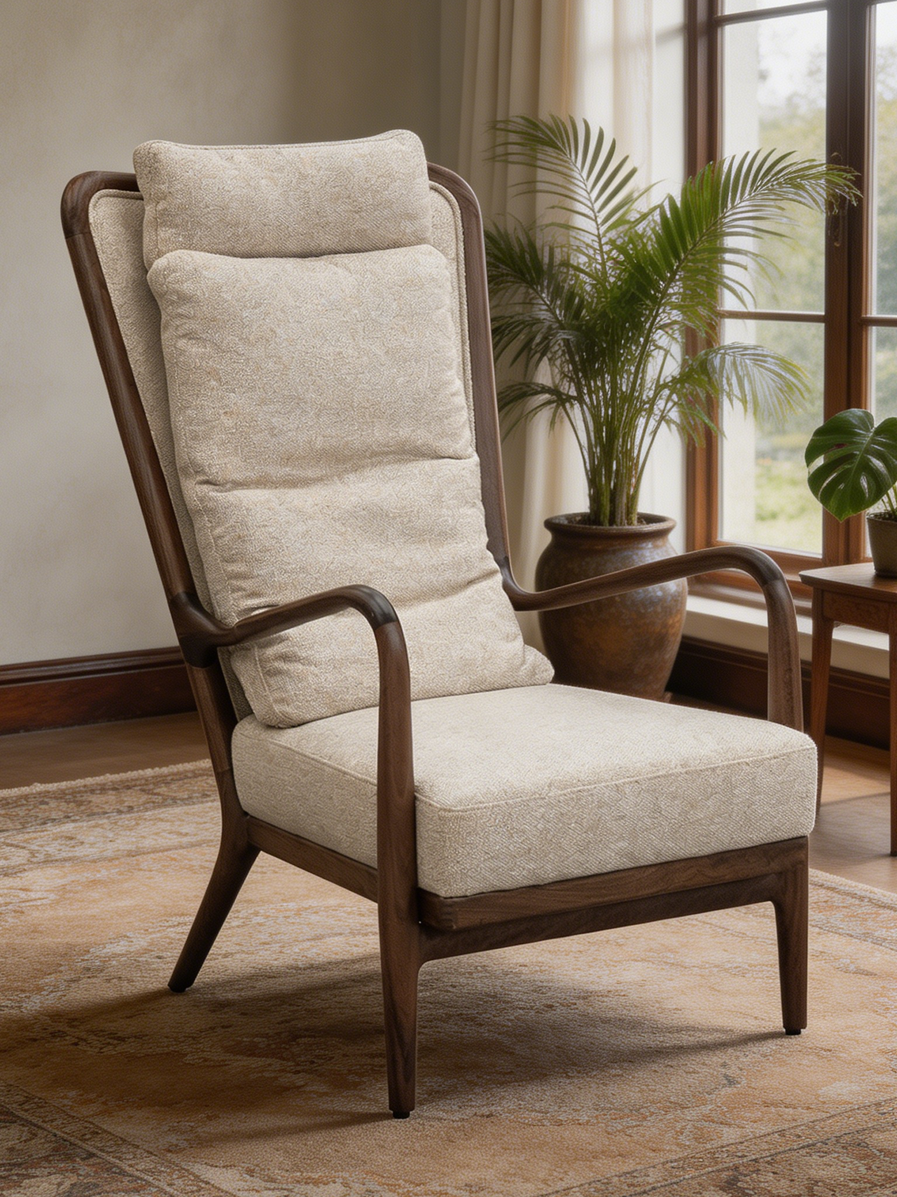 ALTO Solid Black Walnut High-Back Lounge Chair