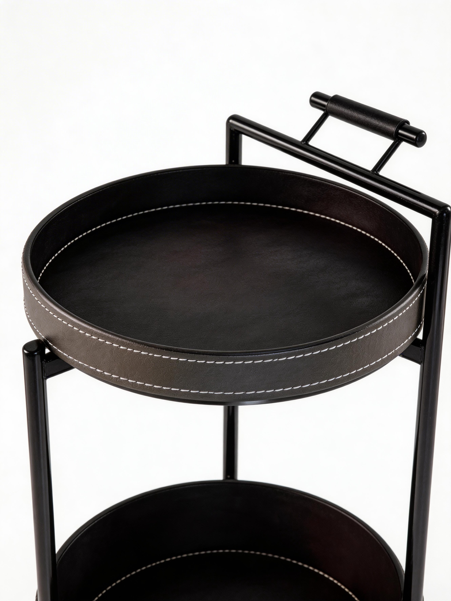 ROLLA Saddle Leather Bar Cart Side Table
