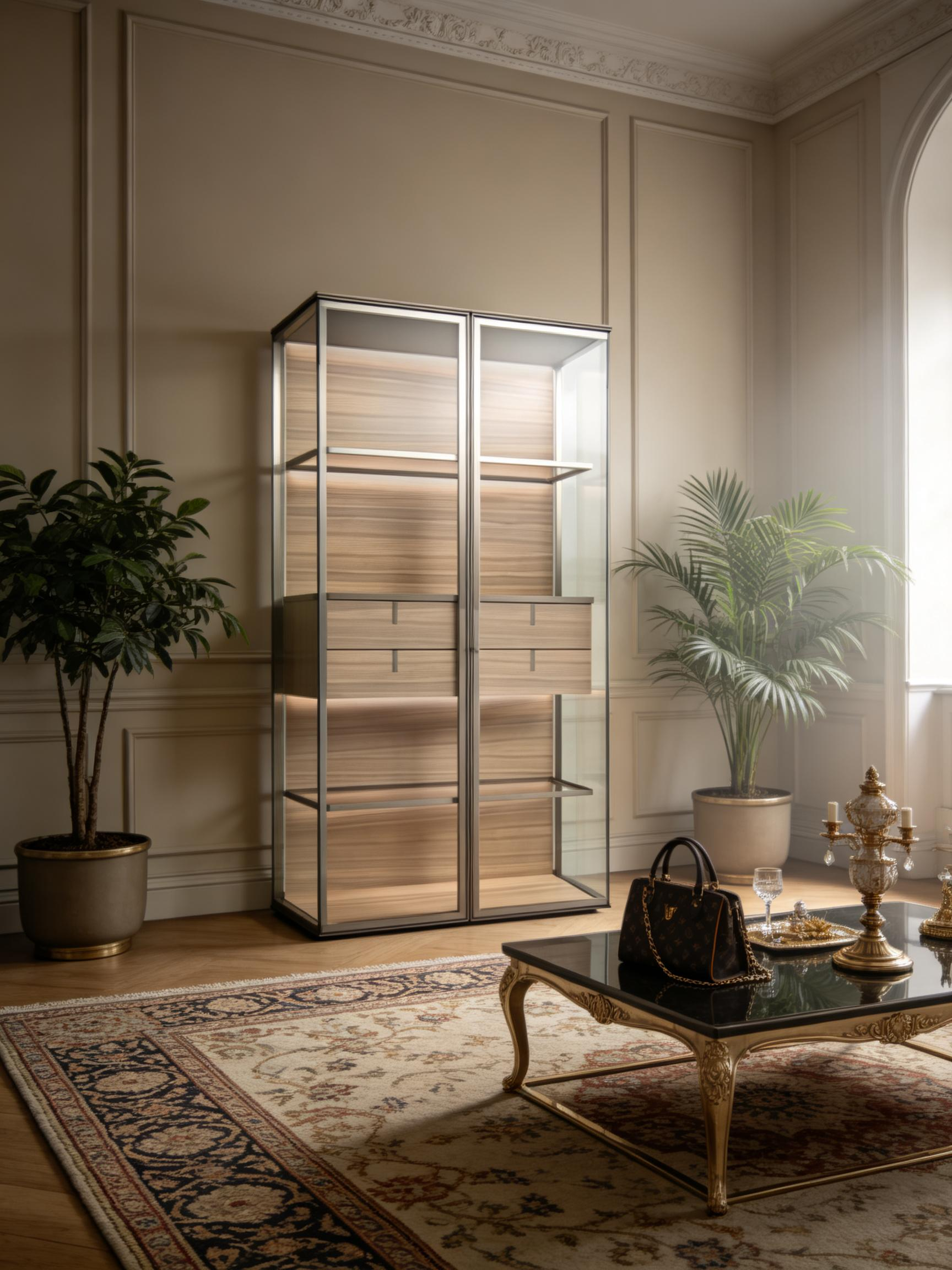 AETHER Tinted Glass & Gentleman Grey Steel Display Cabinet