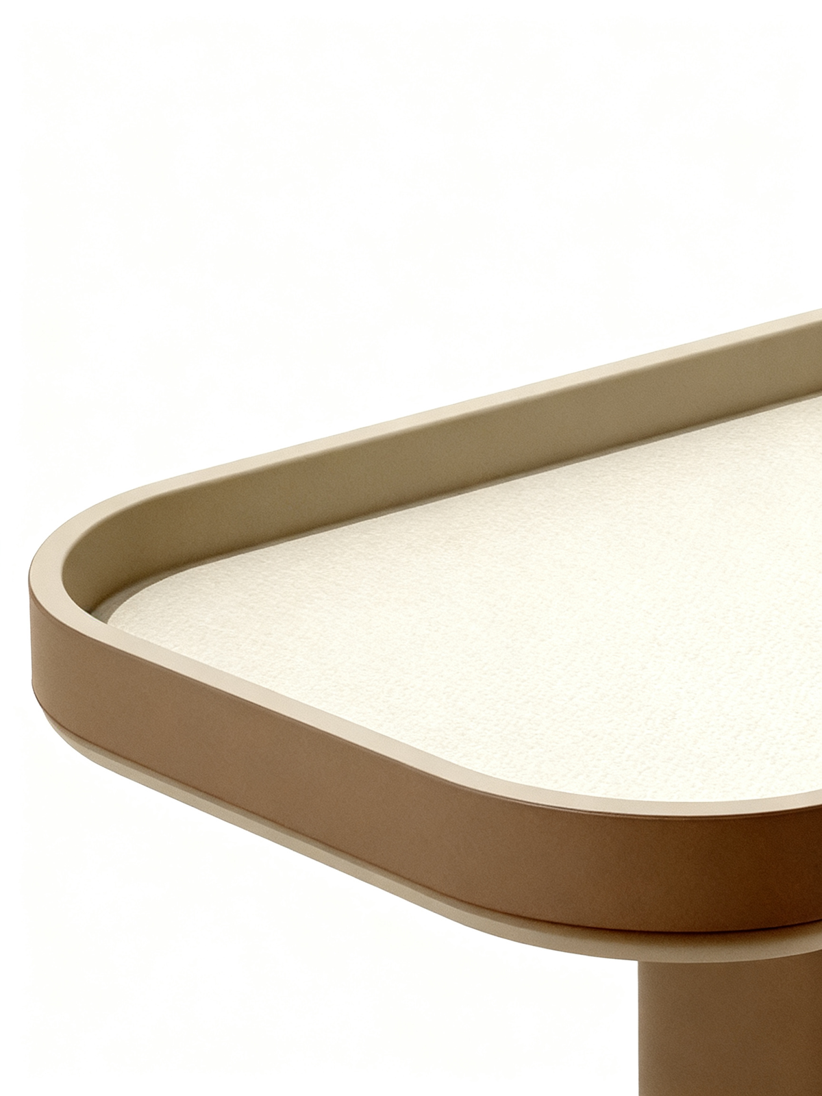 LUMI Saddle Leather Side Table with Mirror Stainless Steel Detail