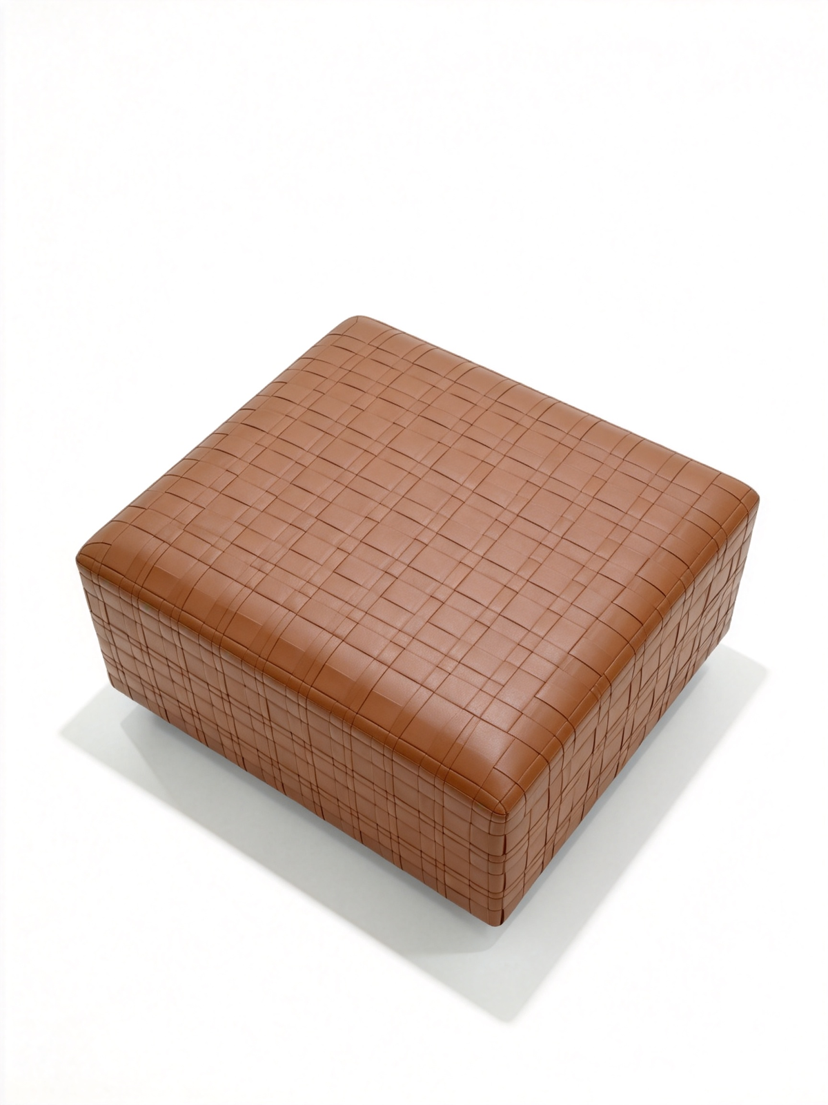 LOREN Woven Leather Large Square Ottoman