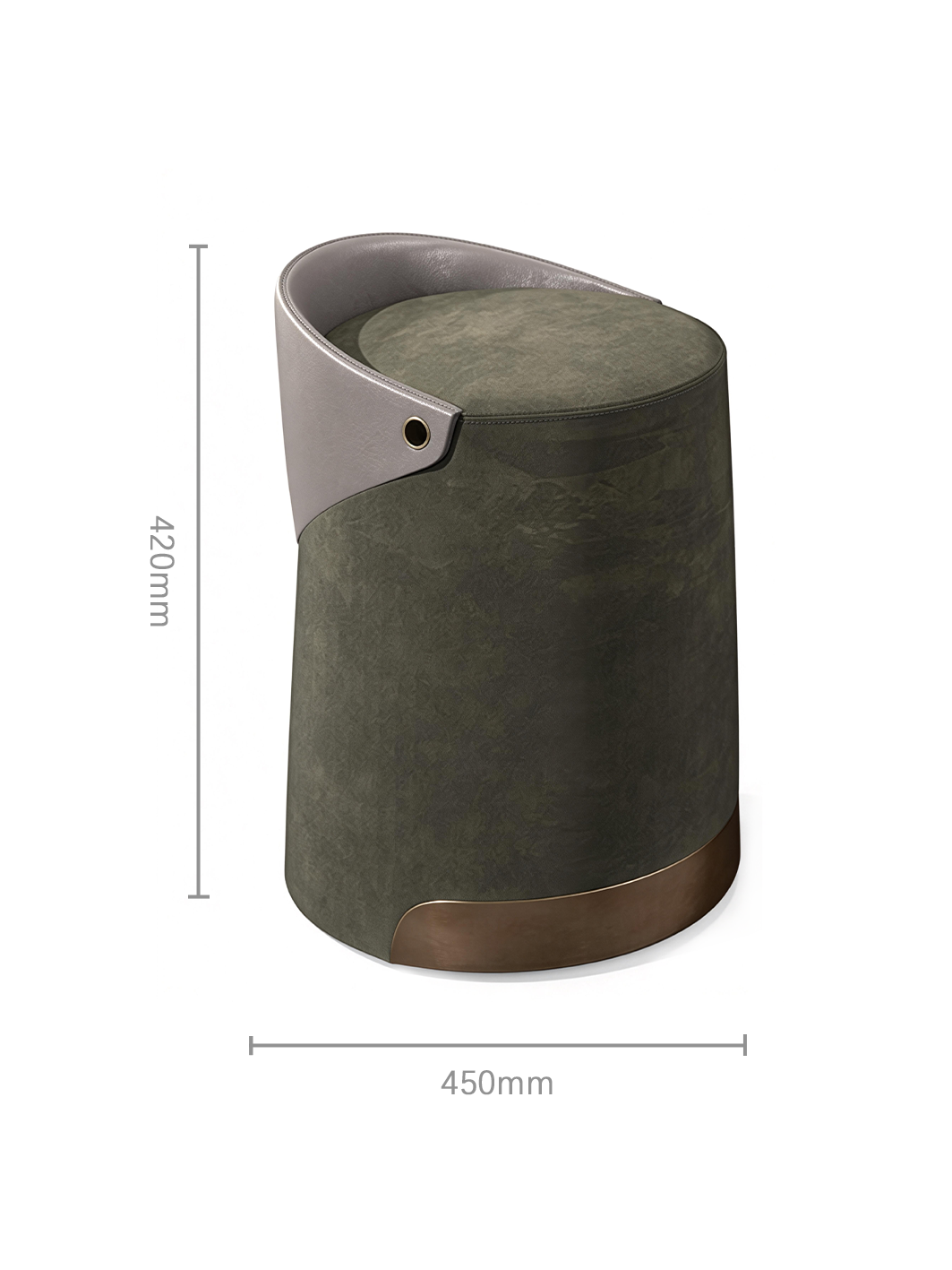 CIRCA Saddle Leather & Suede Fabric Dressing Stool