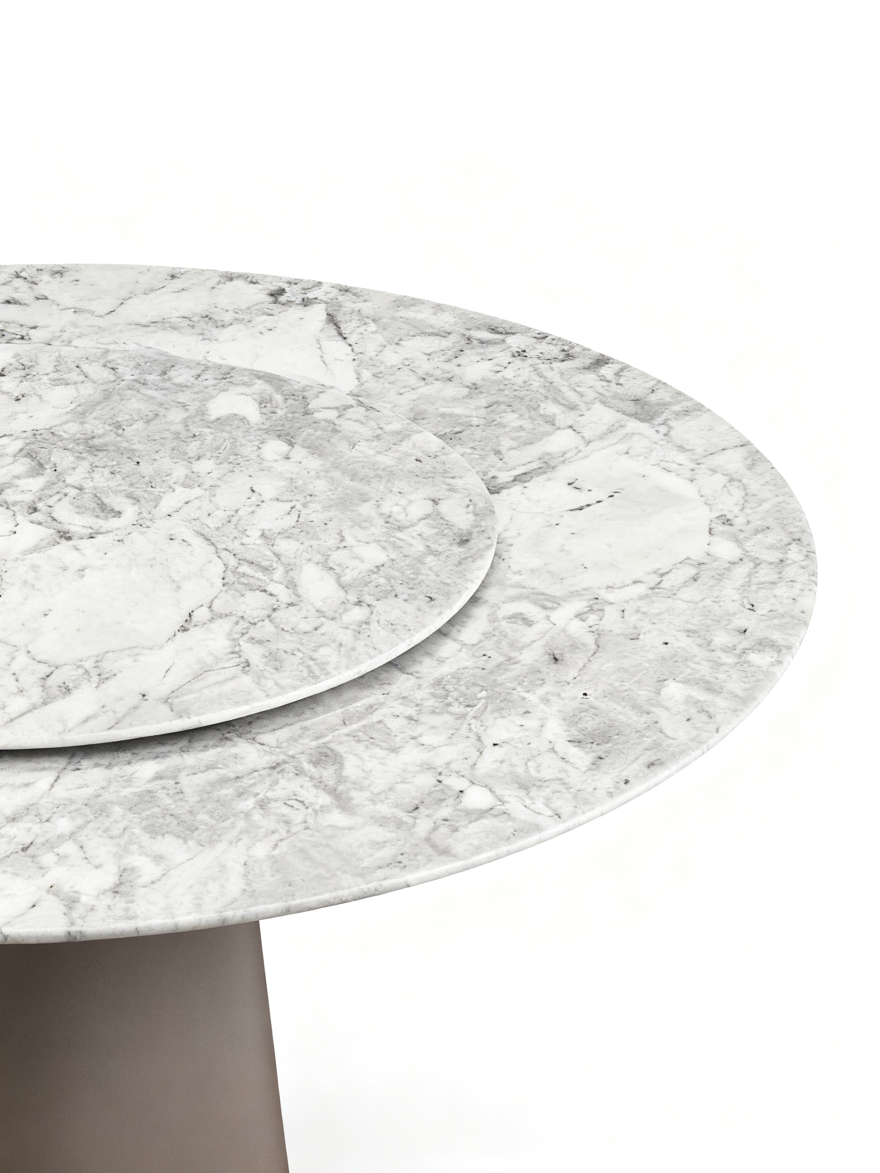 SOREN Grey Marble Round Dining Table with Lazy Susan