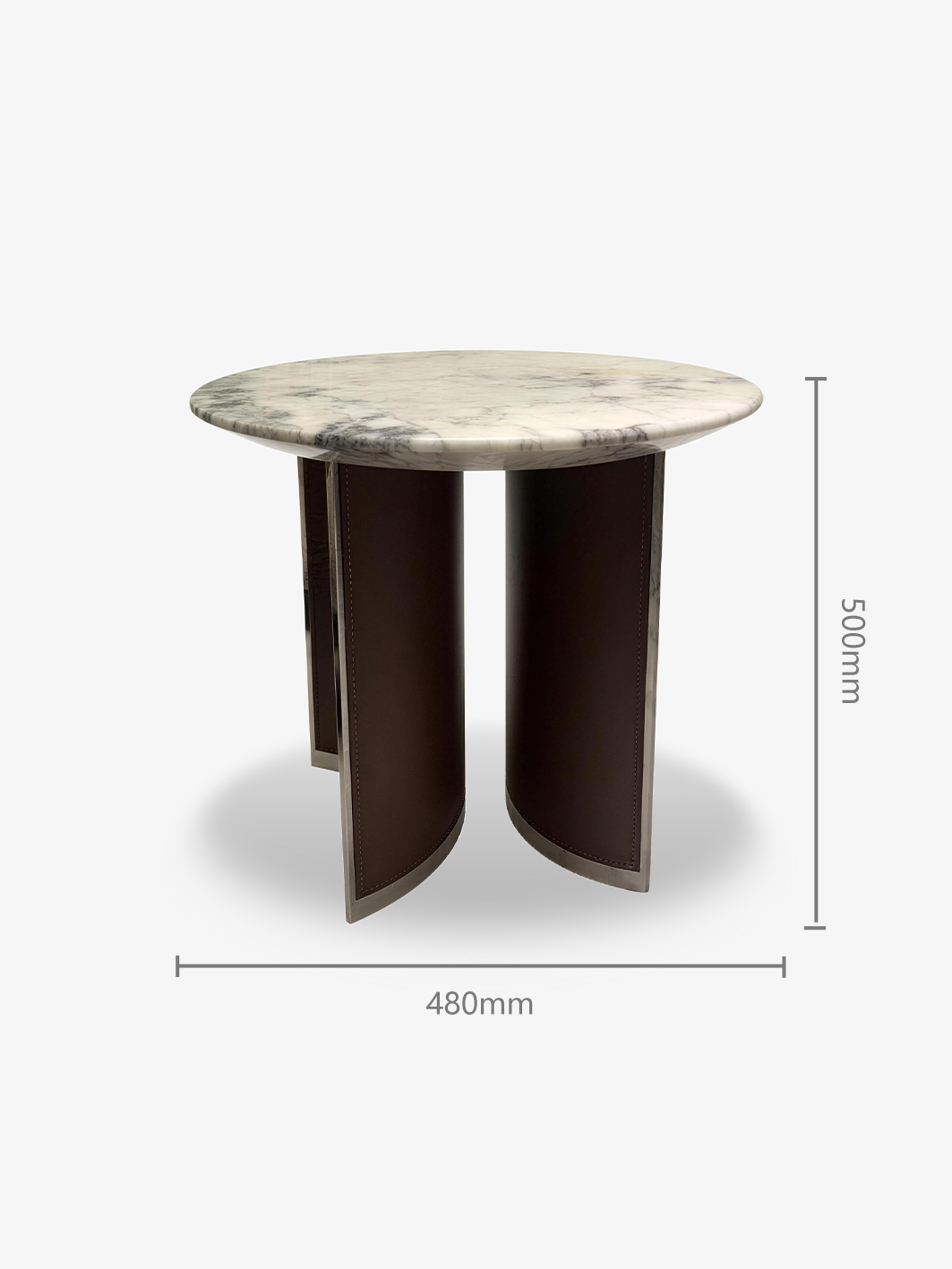 PICASSA Marble & Saddle Leather Side Table