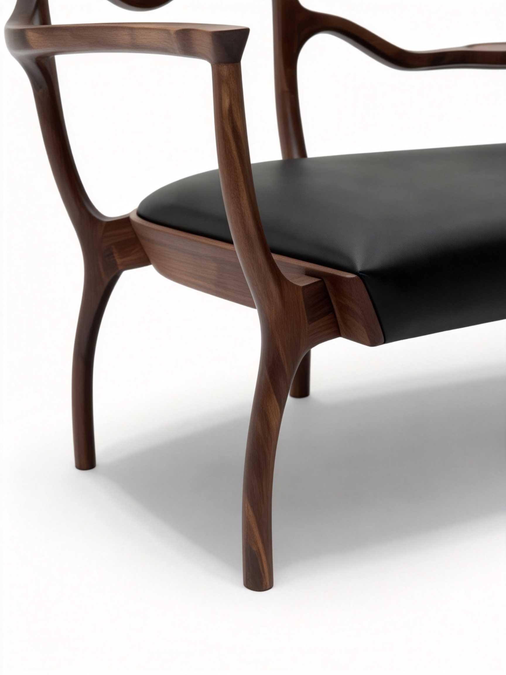 CATENA Solid Black Walnut & Leather Loveseat Bench
