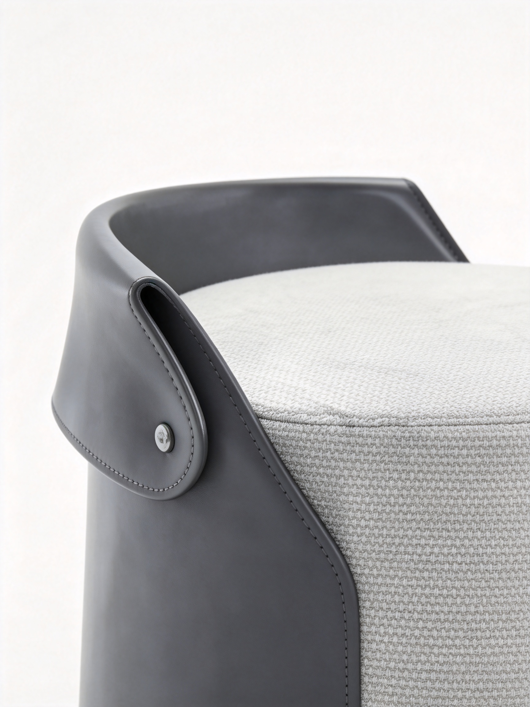 CAMILLE Saddle Leather & Fabric Dressing Ottoman Stool