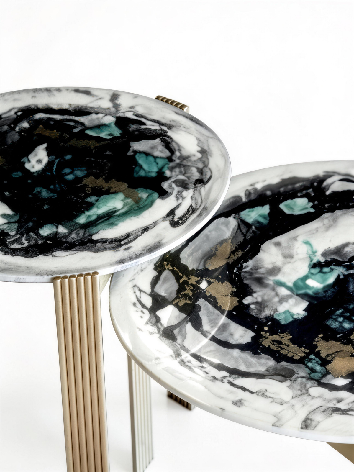 SORREN Blue Sapphire Marble Nesting Side Table Set