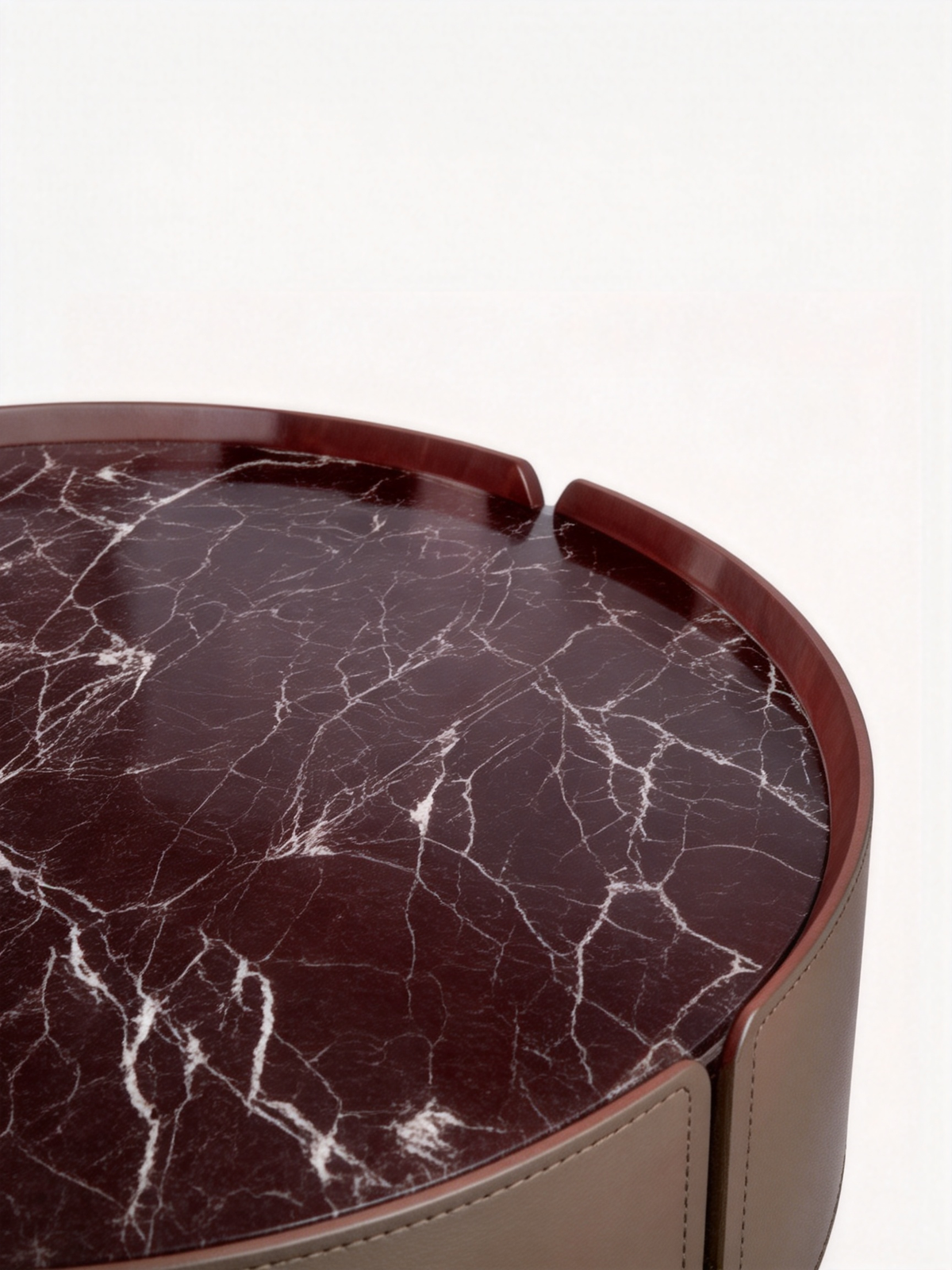 VIOLA Marble & Saddle Leather Round Coffee Table