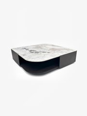 Veyra Contemporary Marble Coffee Table with Leather Base