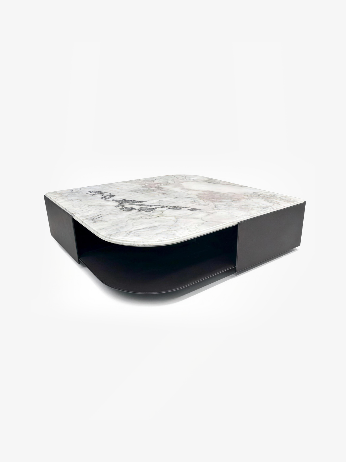 Veyra Contemporary Marble Coffee Table with Leather Base