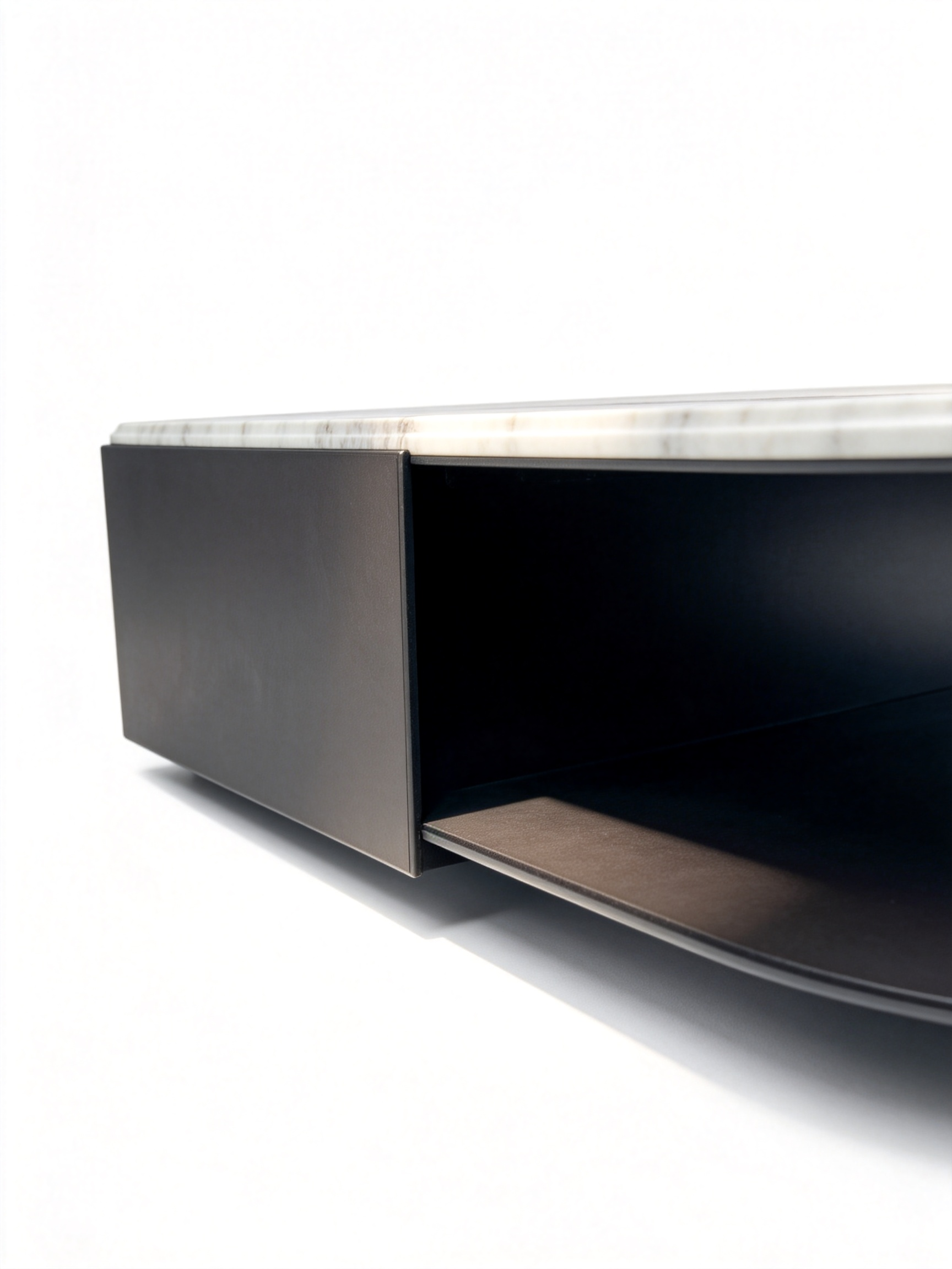 Veyra Contemporary Marble Coffee Table with Leather Base