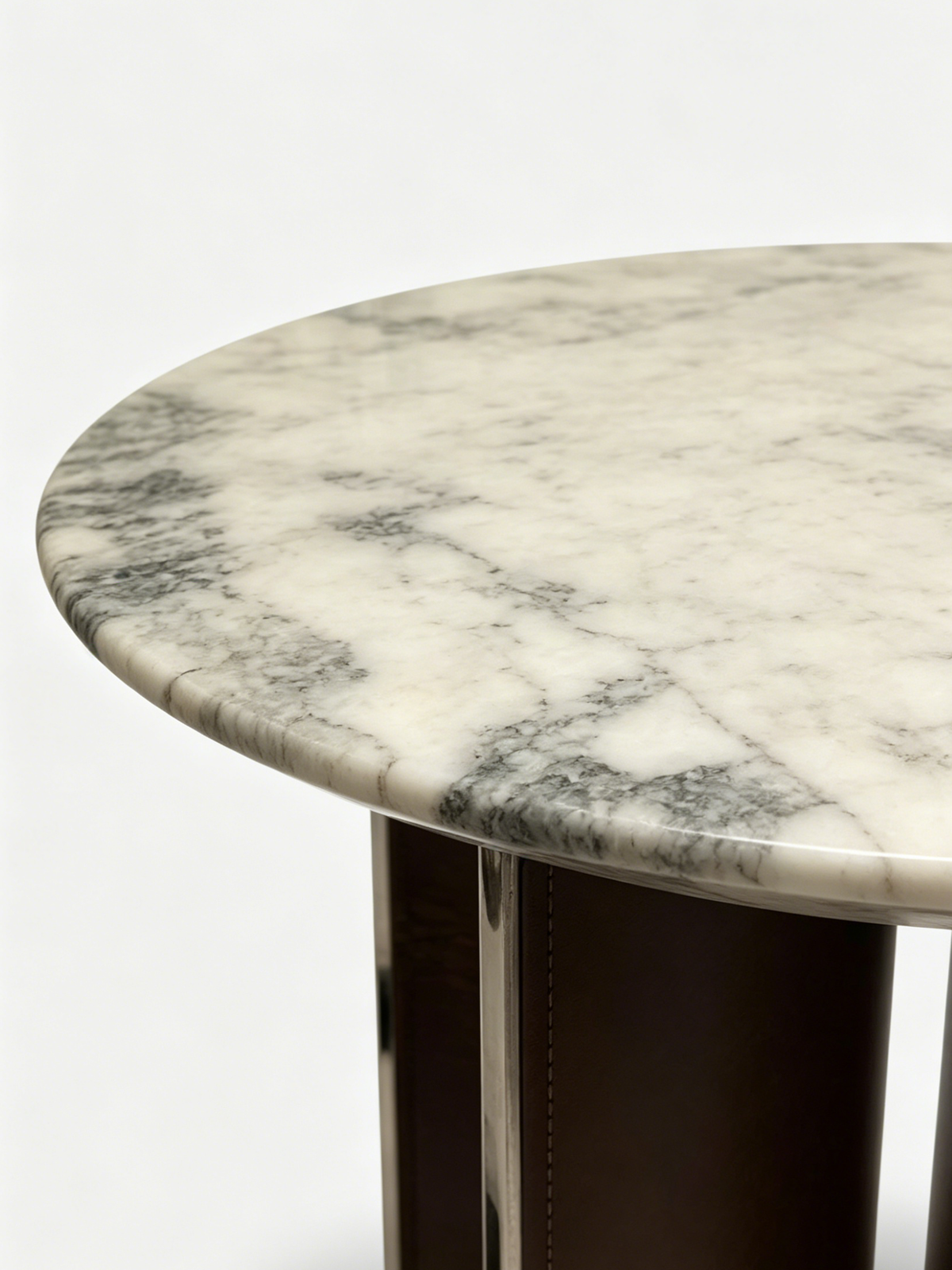 PICASSA Marble & Saddle Leather Side Table