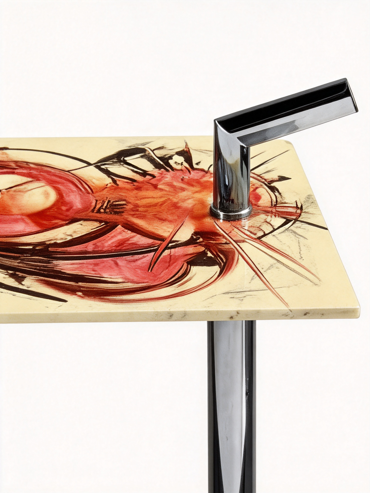 ARTE Artistic Stone & Black Titanium Side Table