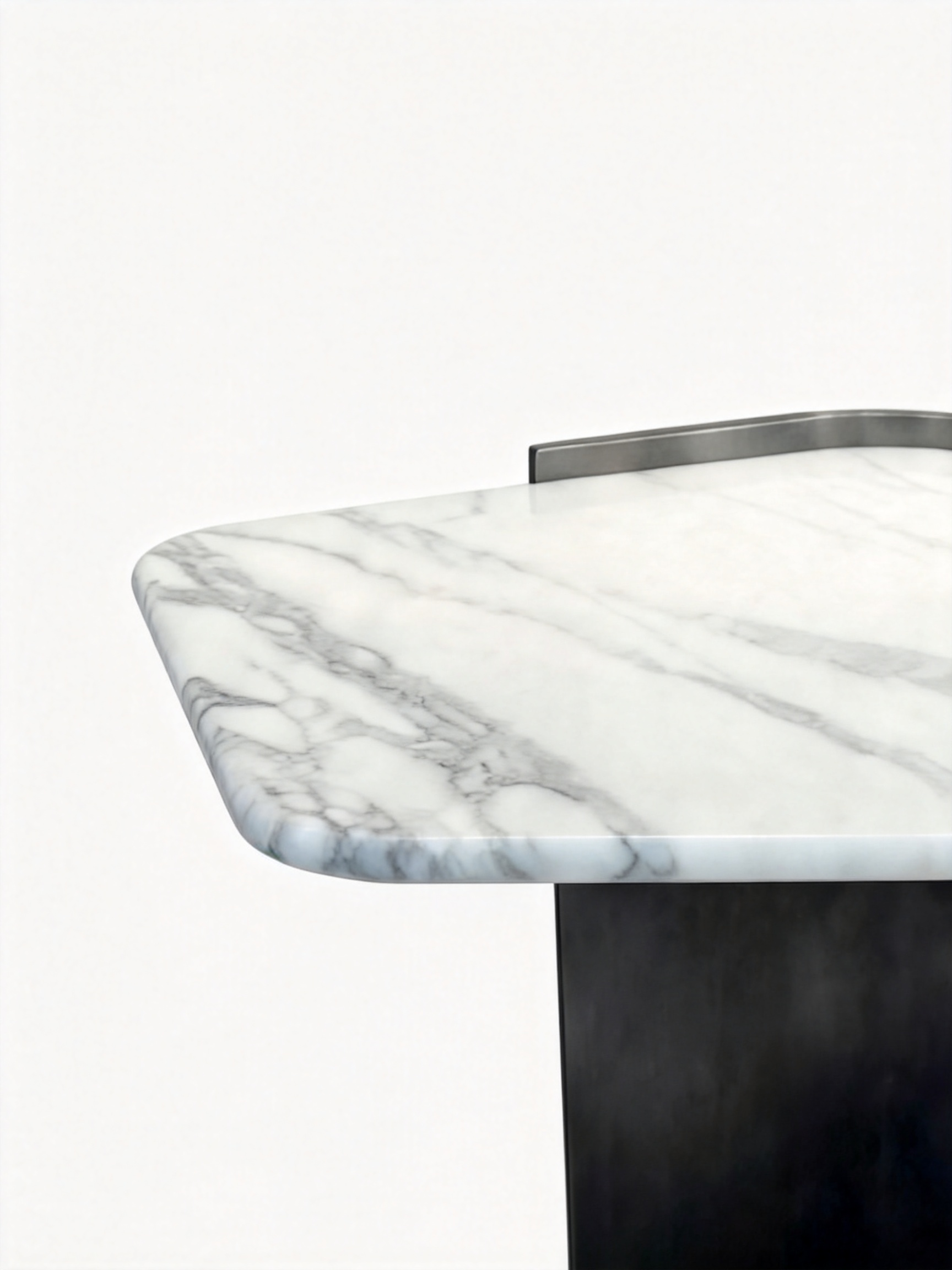 ALBA Snow White Marble Side Table with Black Titanium Base