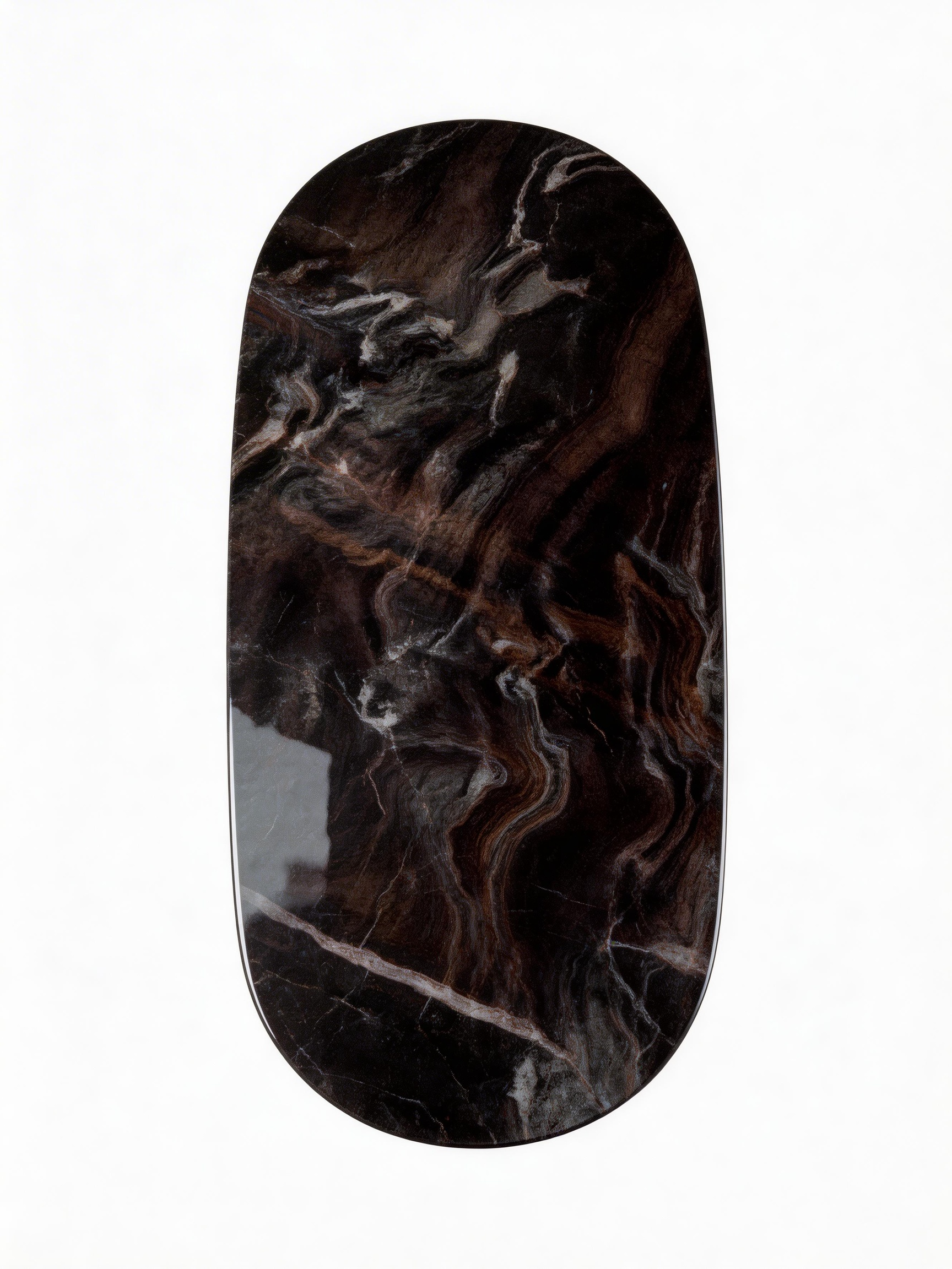 MetalloMar Cloud-Veined Marble Dining Table with Leather-Wrapped Metal Legs