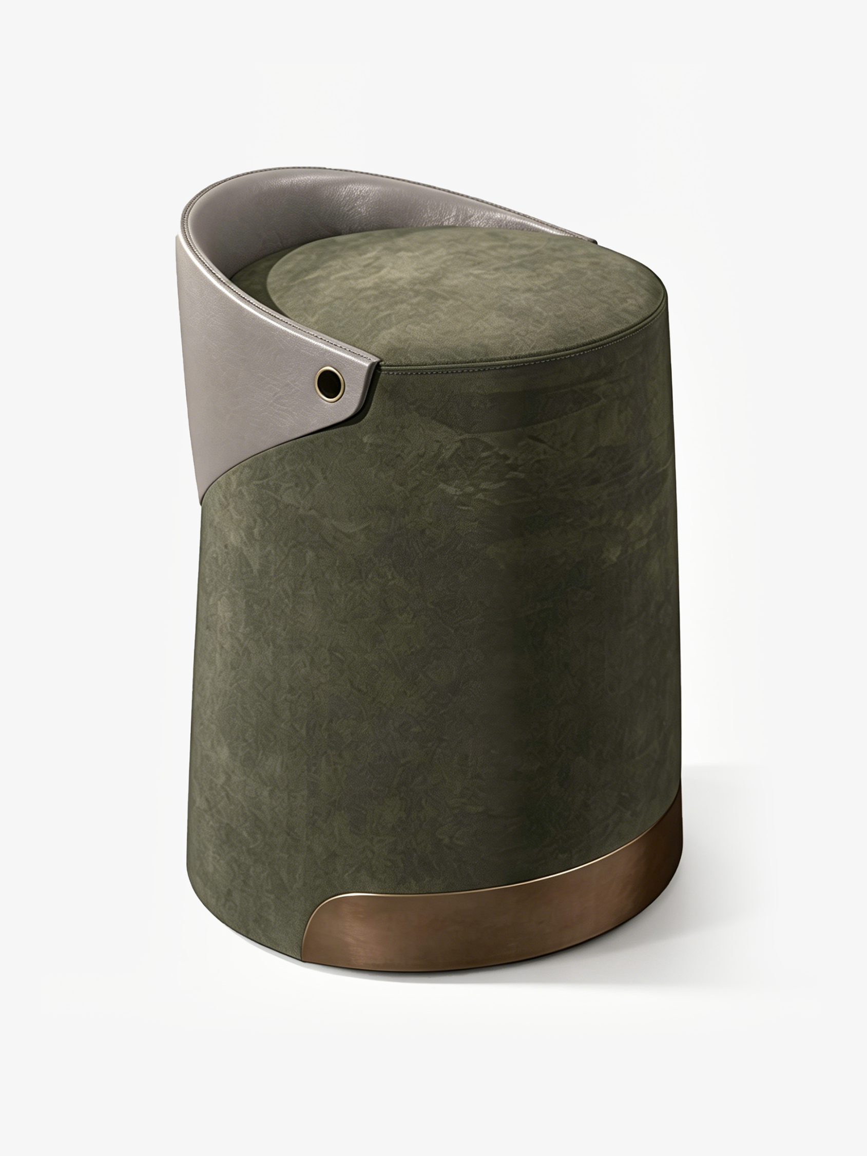 CIRCA Saddle Leather & Suede Fabric Dressing Stool