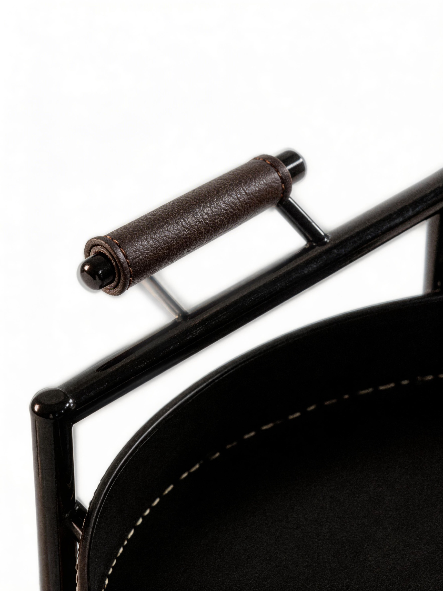 ROLLA Saddle Leather Bar Cart Side Table