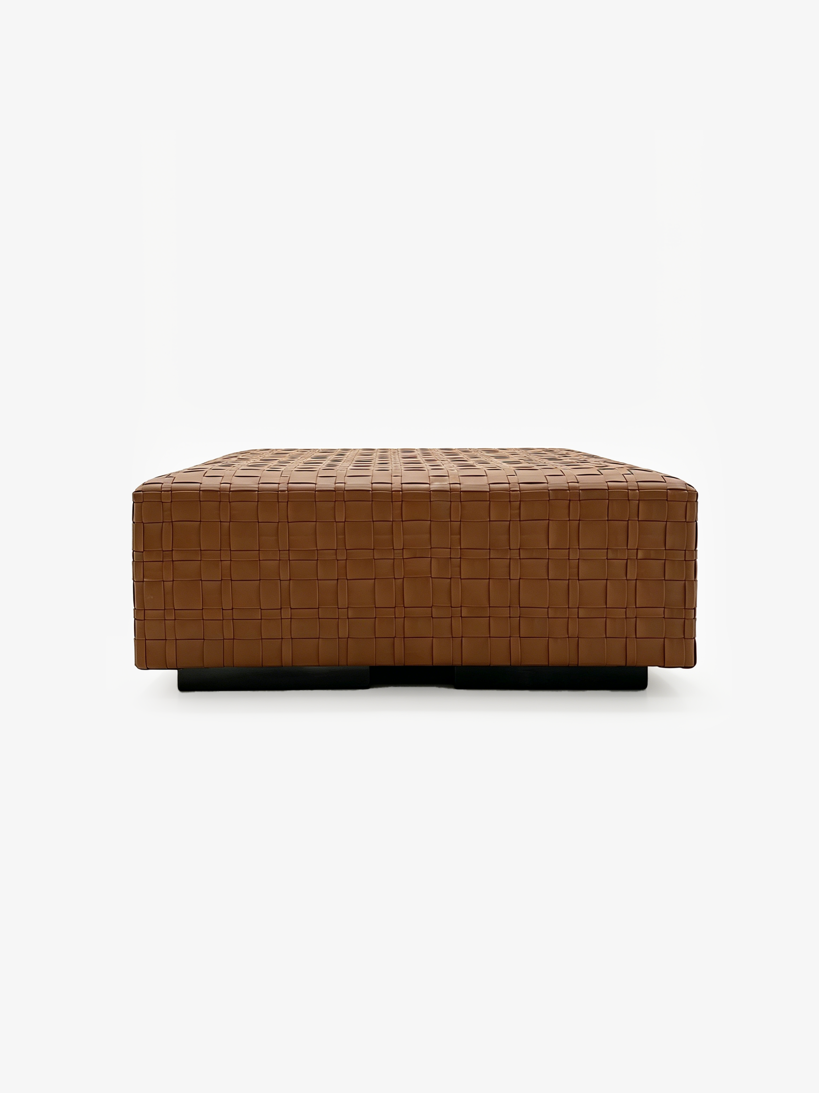 LOREN Woven Leather Large Square Ottoman