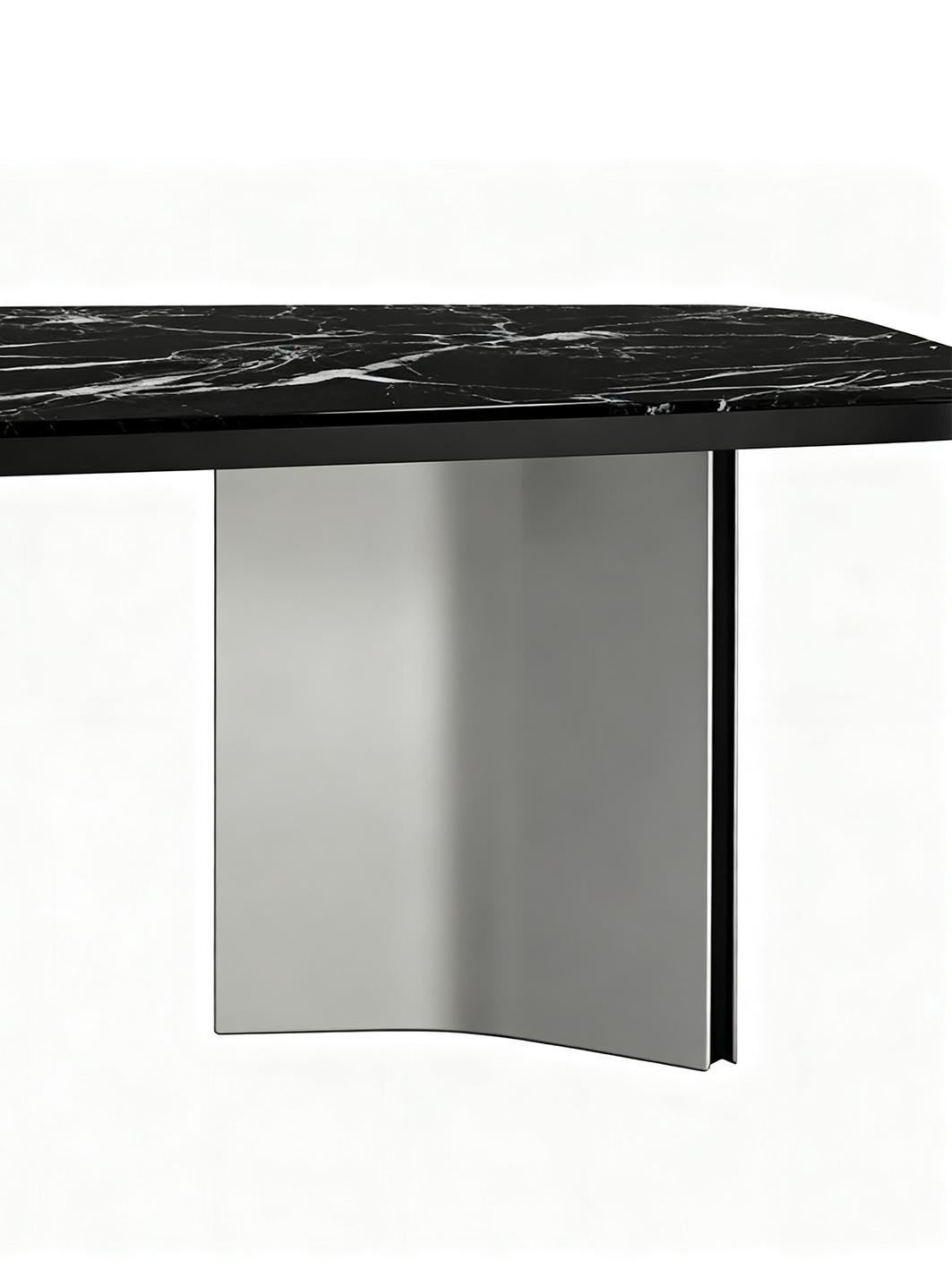 NERO Marquina Marble Dining Table with Titanium Legs