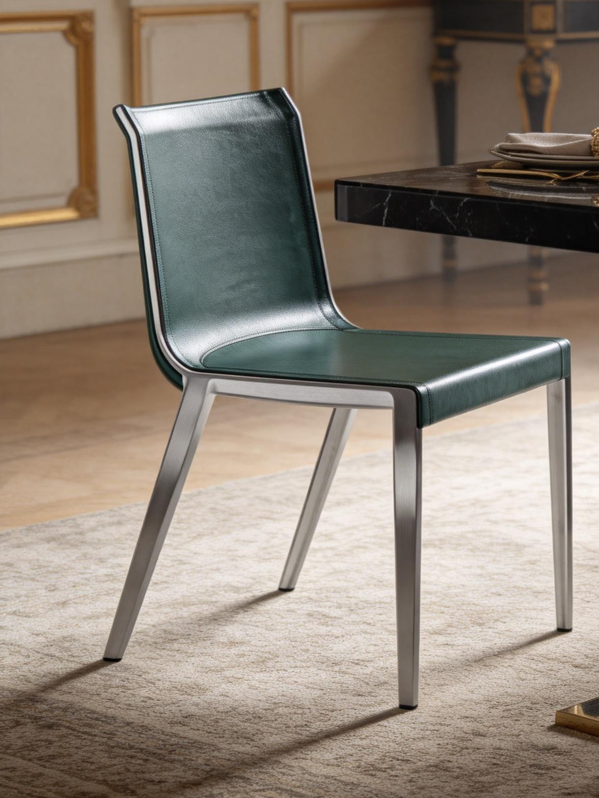TEVA Teal Saddle Leather Dining Chair