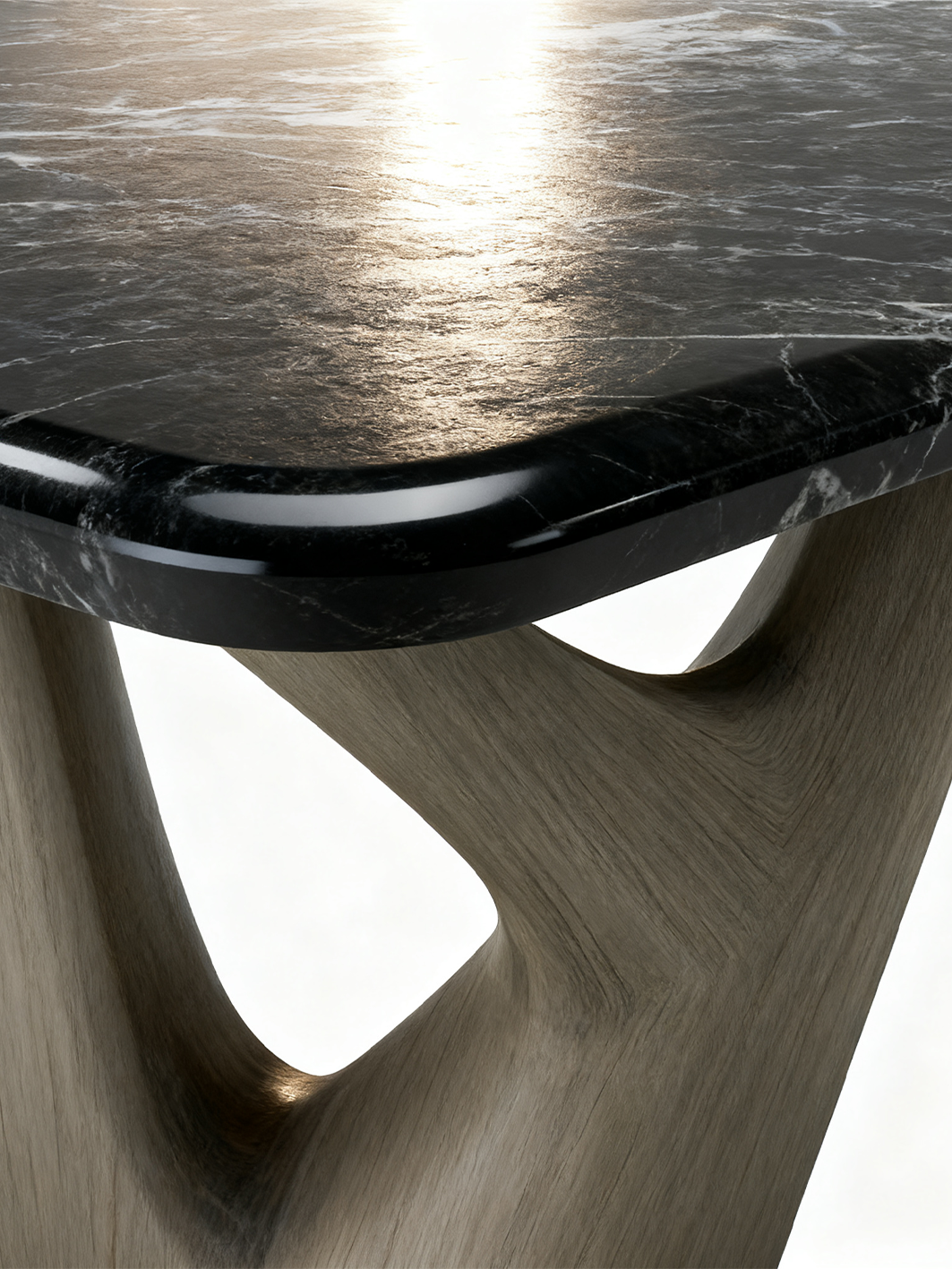 NERO Marble Dining Table with Sculptural Peanut-Shaped Legs