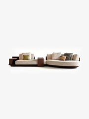 AVERA Chaise Sectional Sofa with Marble Armrest Table