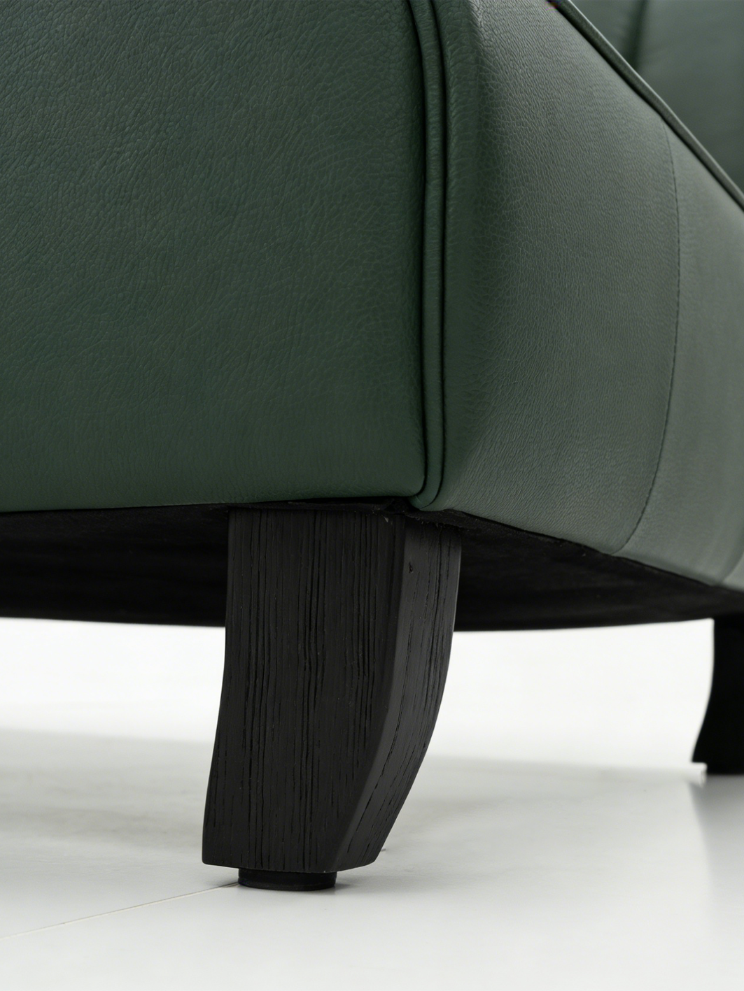 GODFREY Green Leather Wingback Club Chair with Side Tray