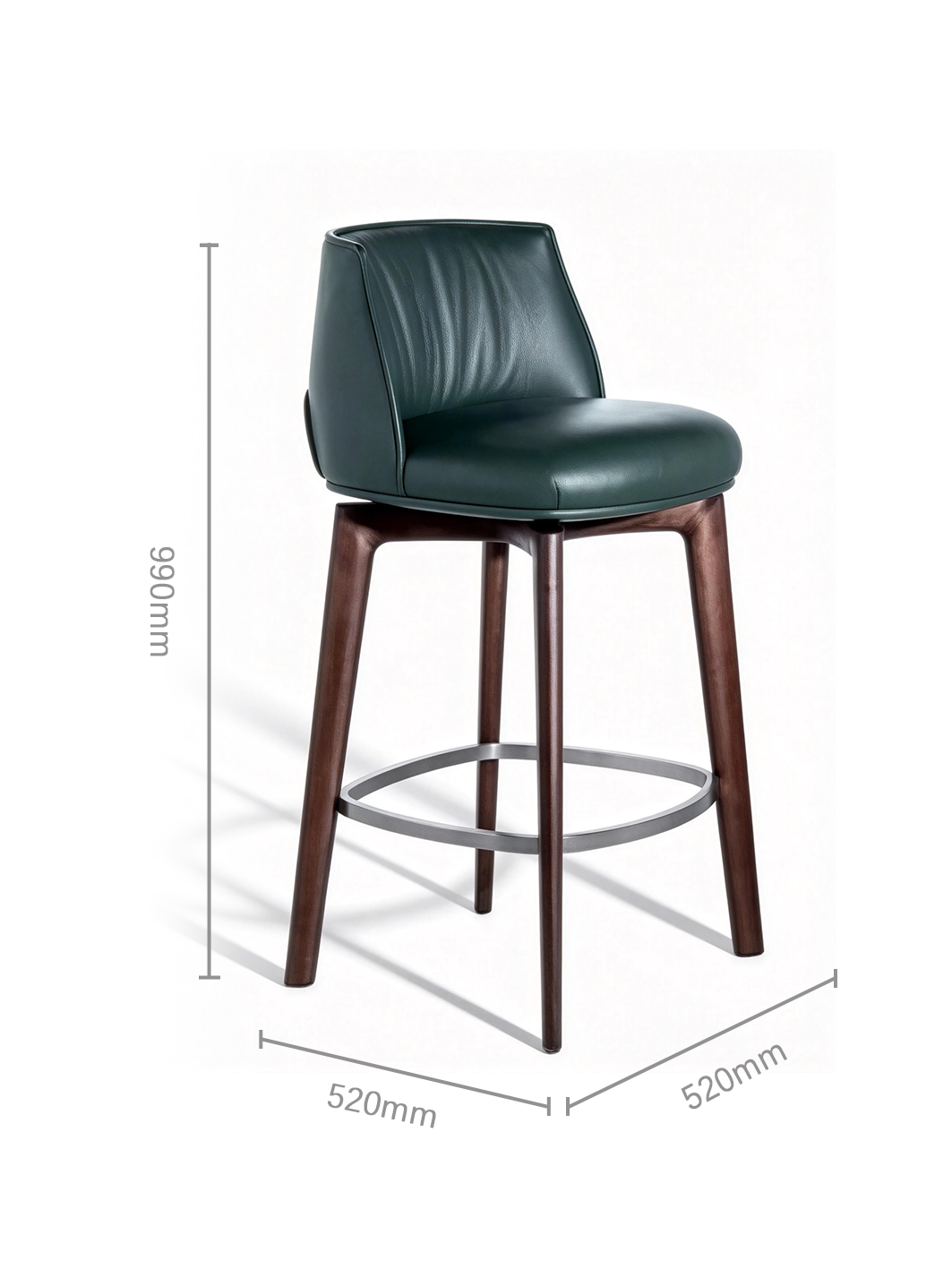 LUCAN Leather & Ash Wood Bar Stool