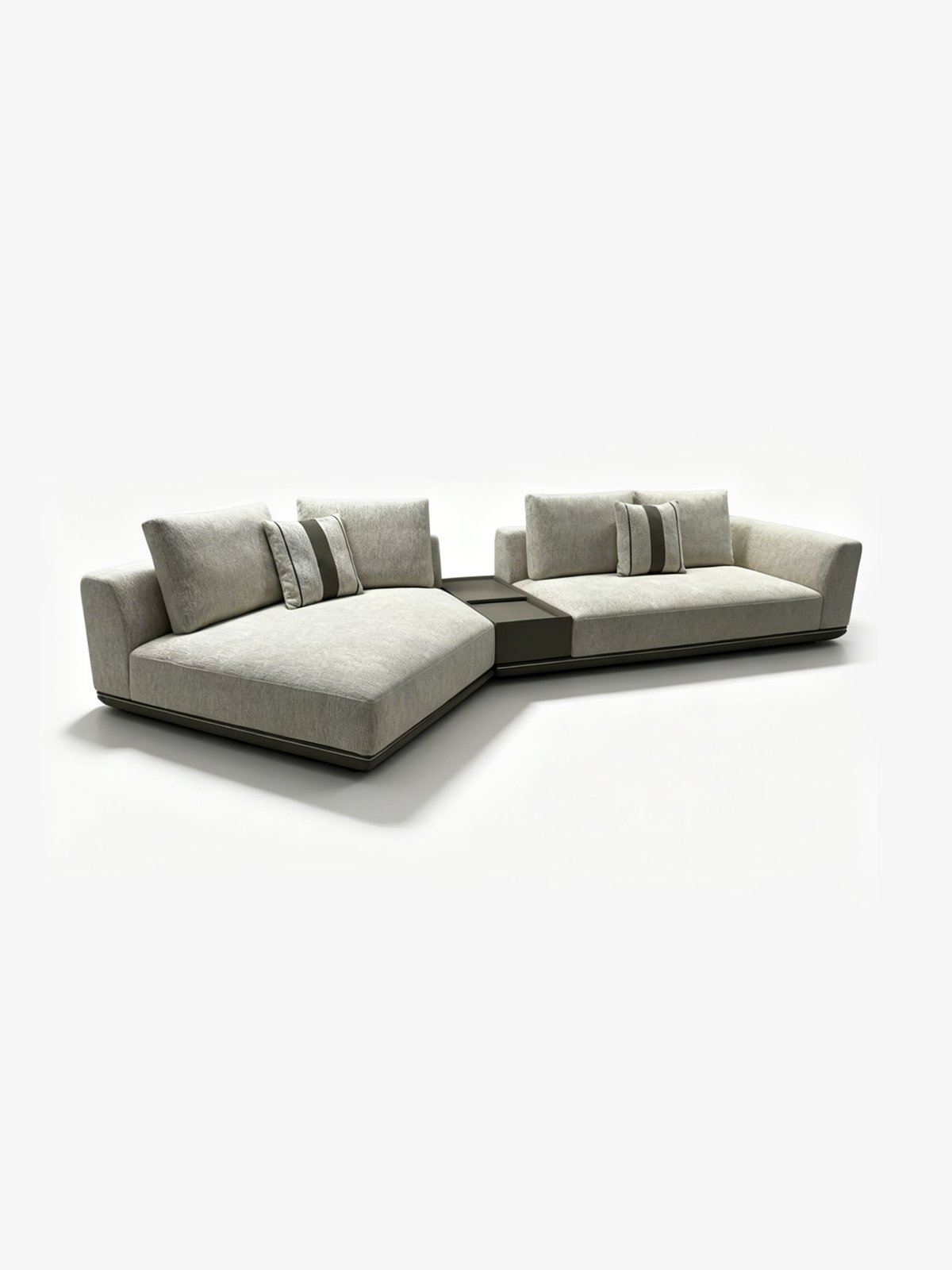 EVELLE Chenille Modular Sofa with Saddle Leather Side Table