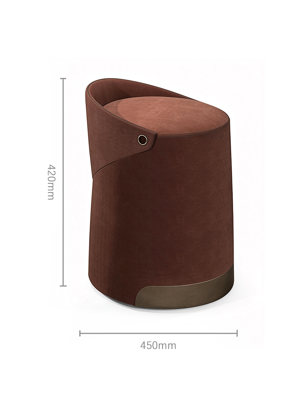 CIRCA Saddle Leather & Suede Fabric Dressing Stool