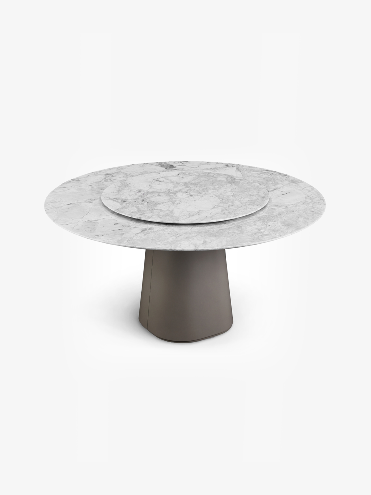 SOREN Grey Marble Round Dining Table with Lazy Susan