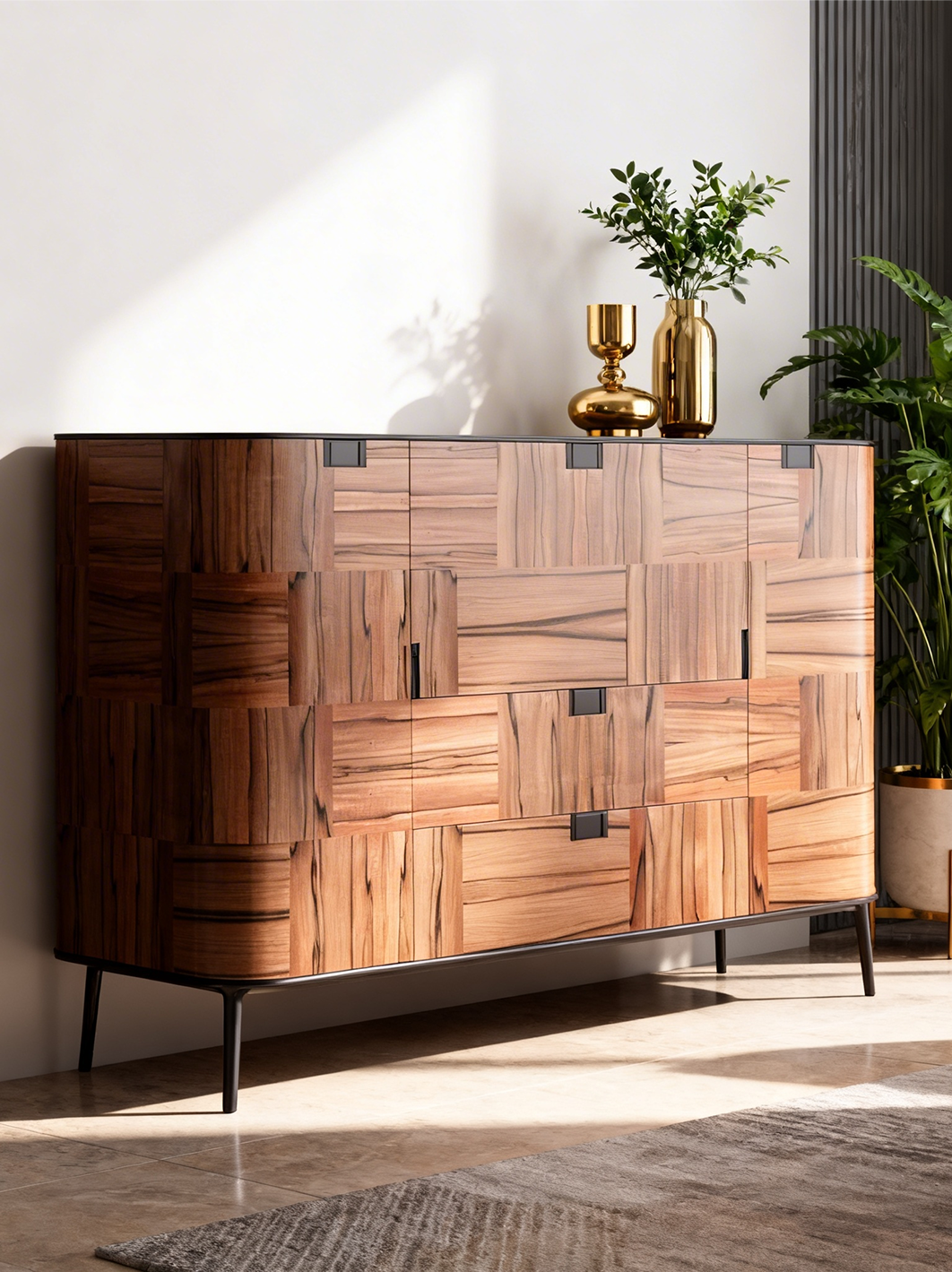MOSA Applewood Inlay Sideboard with Rose Marble Top