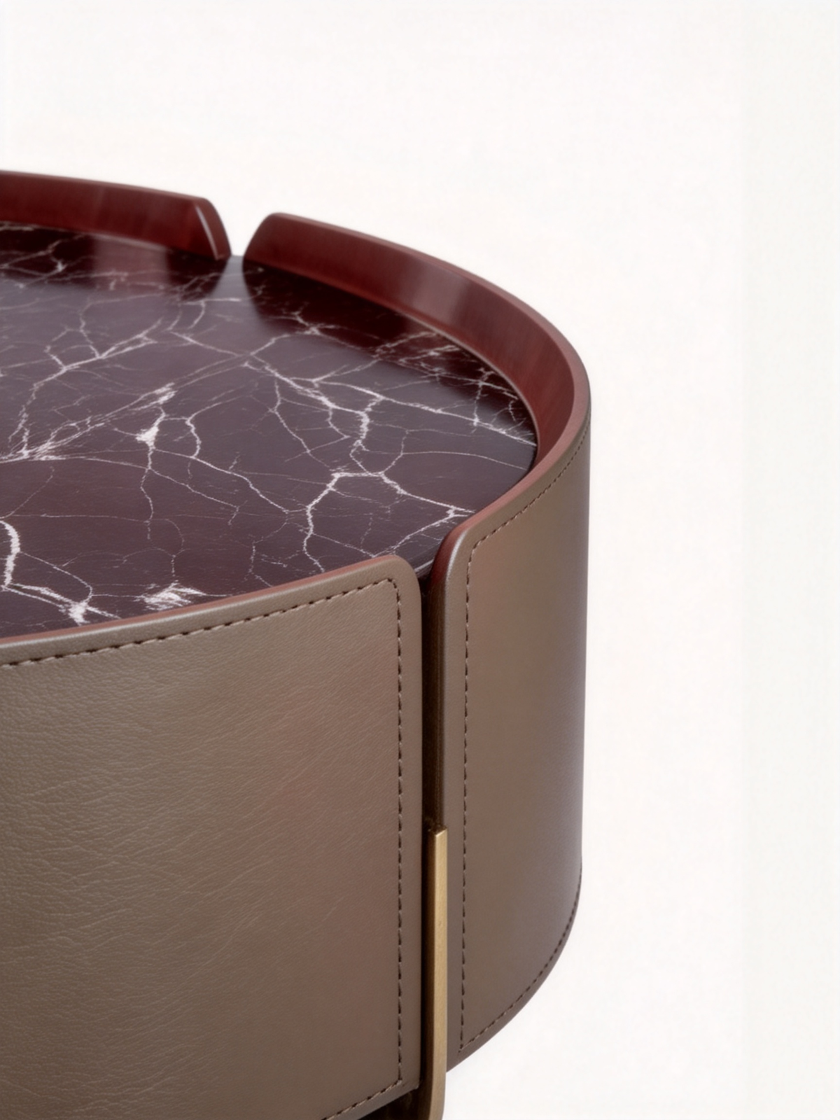 VIOLA Marble & Saddle Leather Round Coffee Table