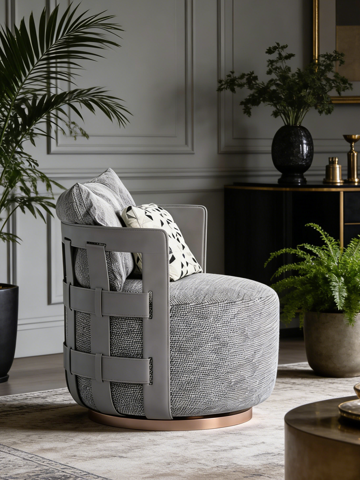 SAVONA Swivel Fabric Lounge Chair