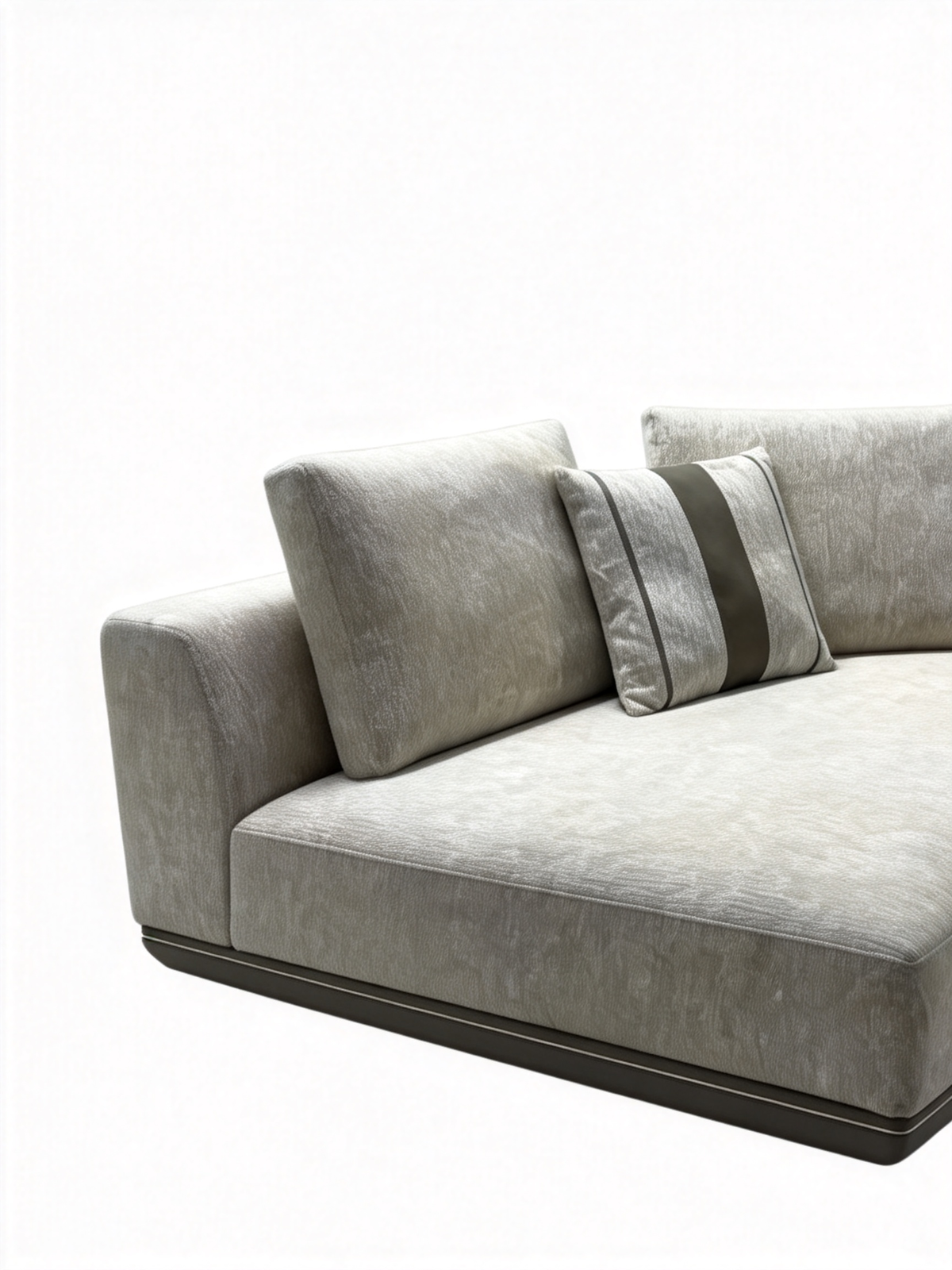 EVELLE Chenille Modular Sofa with Saddle Leather Side Table