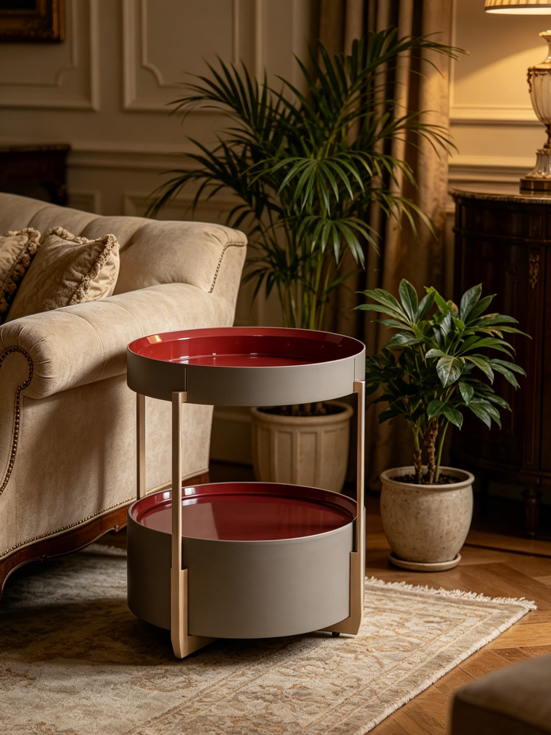 ORION Saddle Leather Round Side Table